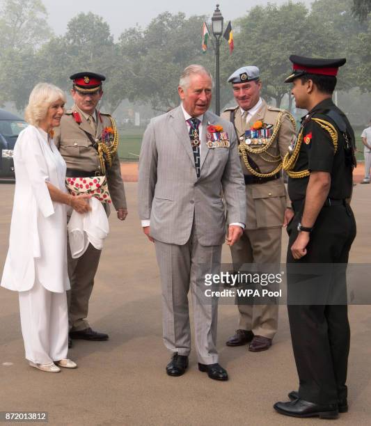 Prince Charles, Prince of Wales and Camilla, Duchess of Cornwall at India Gate during a visit to India on November 9, 2017 in New Delhi, India. The...