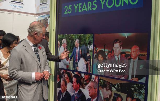 Prince Charles, Prince of Wales meets young entrepreneurs and their mentors supported by BYST during a visit to India on November 9, 2017 in New...