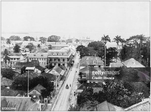 antique photograph of world's famous sites: port of spain - port of spain trinidad stock illustrations