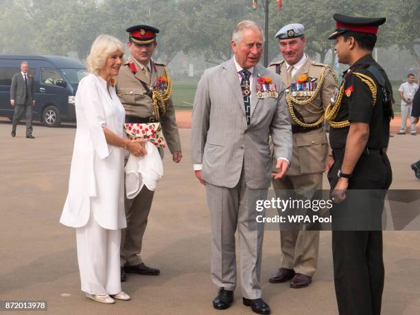 Prince Charles, Prince of Wales and Camilla, Duchess of Cornwall at India Gate during a visit to India on November 9, 2017 in New Delhi, India. The...