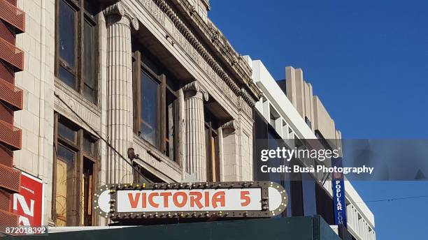 new york city, ny, usa - october 4, 2017: redevelopment work at the long-abandoned victoria theater, an architectural masterpiece built in 1917, on 125th street in harlem. - harlem renaissance stock pictures, royalty-free photos & images