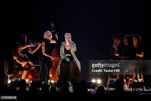 Nk performs during the 51st annual CMA Awards at the Bridgestone Arena on November 8, 2017 in Nashville, Tennessee.
