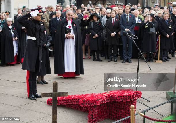 Prince Harry visits the Field of Remembrance at Westminster Abbey on November 9, 2017 in London, England.