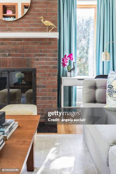 residential library interior - curtain valance stock pictures, royalty-free photos & images