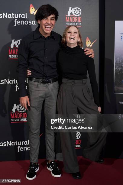 Spanish actors Oscar Casas and Laia Manzanares attend 'Proyecto Tiempo' press conference at the Callao cinema on November 9, 2017 in Madrid, Spain.