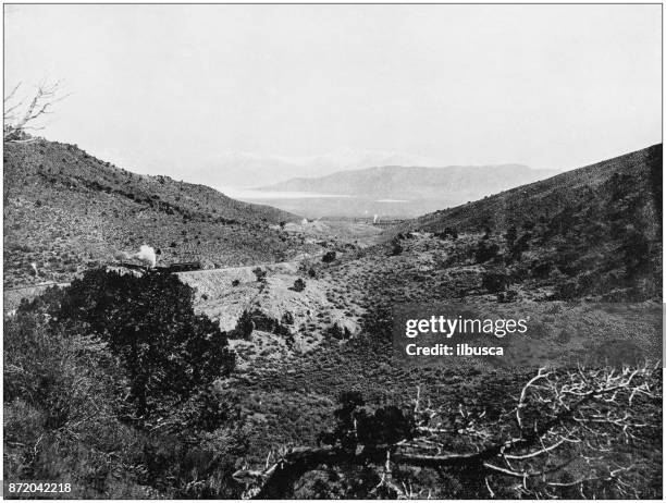 antique photograph of world's famous sites: salt lake city utah lake - utah lake stock illustrations