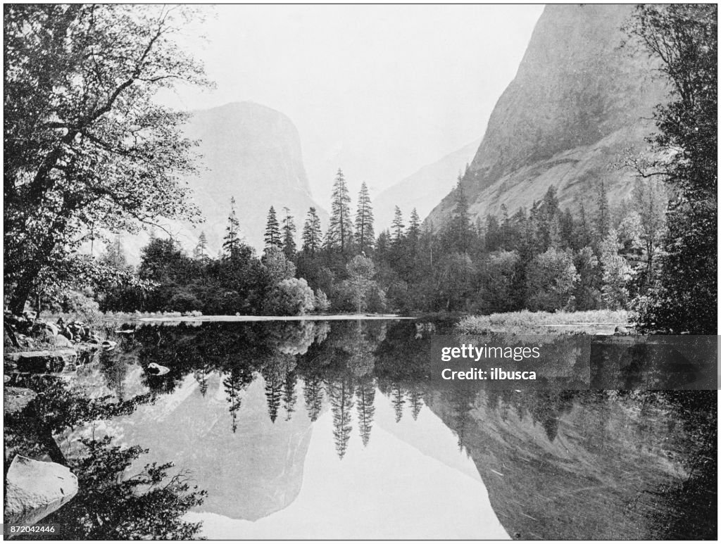 Antique photograph of World's famous sites: Yosemite Valley Mirror Lake