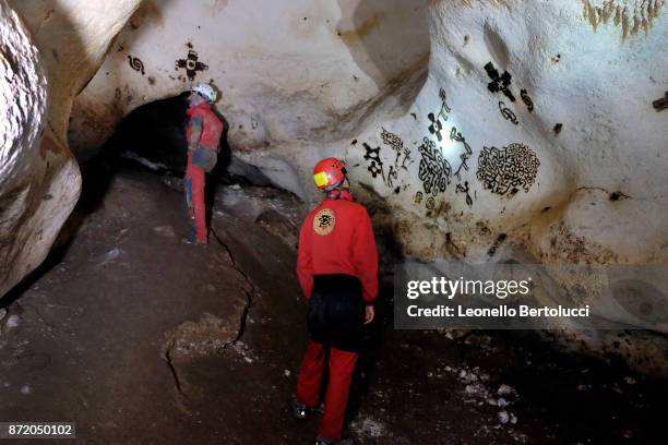 An interior view of the “Grotta dei Cervi” on July 31, 2017 in Salento, Italy. Initially named the Cave of Aeneas in reference to the Trojan Aeneas...