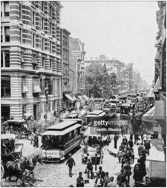 antique photograph of world's famous sites: new york broadway - broadway street stock illustrations