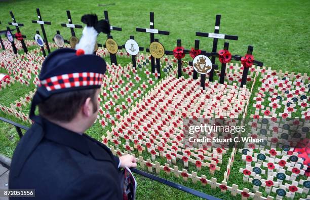 General view of military veterans visiting the Field of Remembrance at Westminster Abbey on November 9, 2017 in London, England.