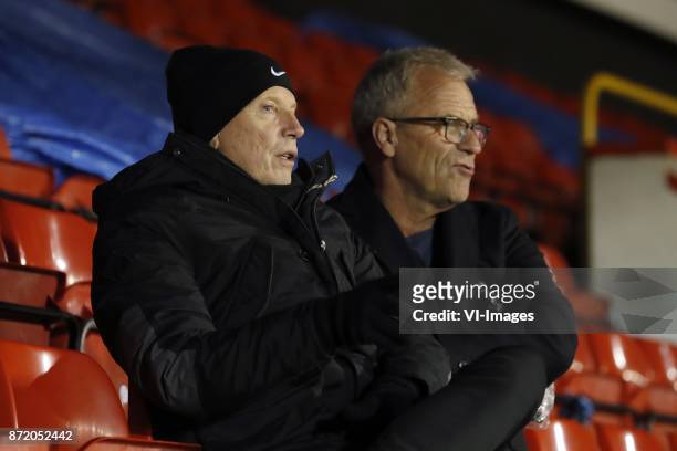 Han Berger, general director Eric Gudde of KNVB during a training session prior to the friendly match between Scotland and The Netherlands on...