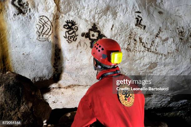 An interior view of the “Grotta dei Cervi” on July 31, 2017 in Salento, Italy. Initially named the Cave of Aeneas in reference to the Trojan Aeneas...