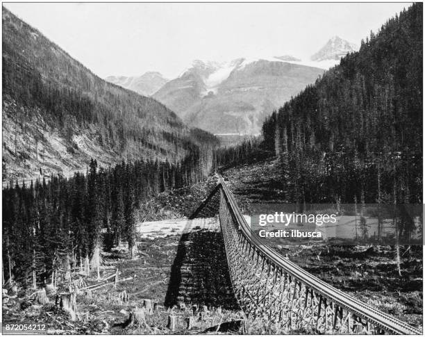antique photograph of world's famous sites: loop railroad - canada history 1800s stock illustrations