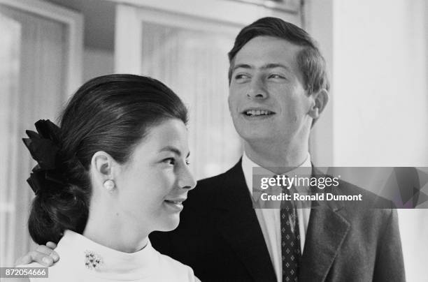 Hans-Adam II, Prince of Liechtenstein, with his wife Marie, Princess of Liechtenstein, at Vaduz Castle, Liechtenstein, 7th August 1967.