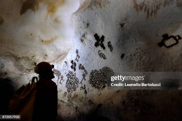 An interior view of the “Grotta dei Cervi” on July 31, 2017 in Salento, Italy. Initially named the Cave of Aeneas in reference to the Trojan Aeneas...