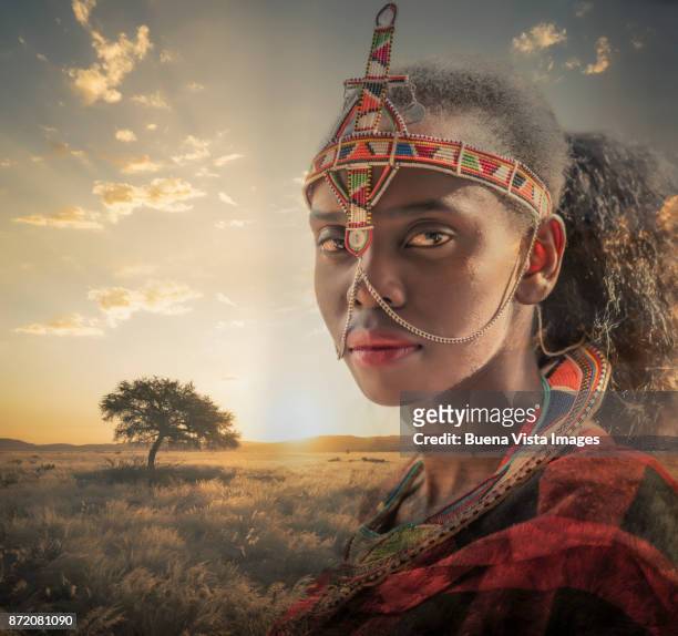 masai woman with traditional dress. - a beautiful masai woman fotografías e imágenes de stock