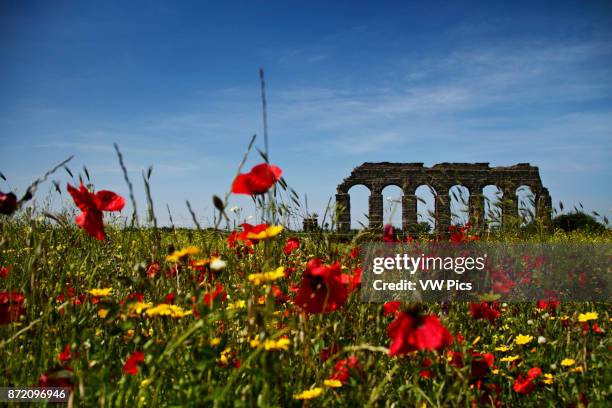 Ruins of an ancient roman aqueduct.