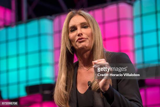 Caitlyn Jenner, Olympian and Advocate of Transgender Rights, speaks on "Who defines gender?" during the final day of Web Summit in Altice Arena on...