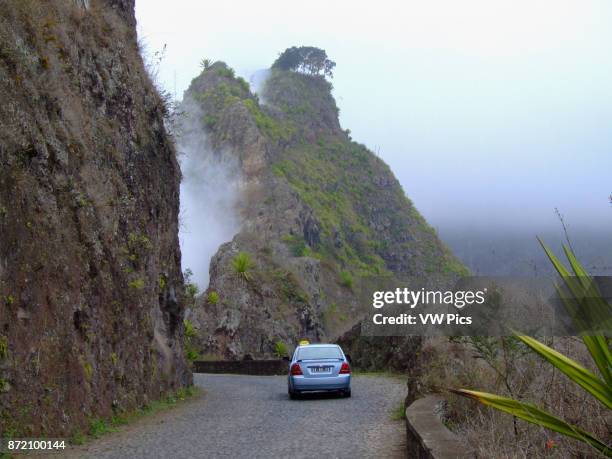 The Rua de Corda was first built by slaves on the narrow crest of the Delgadinho mountain ridge in the mountains of Santo Antao, Republic of Cabo...