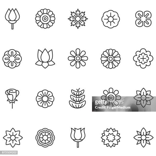 ilustraciones, imágenes clip art, dibujos animados e iconos de stock de iconos de flores - rose flower