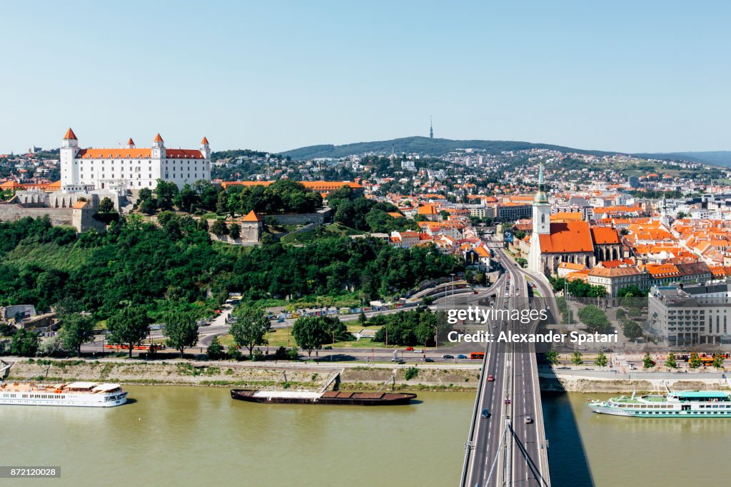 Bratislava cityscape, high angle view, Slovakia