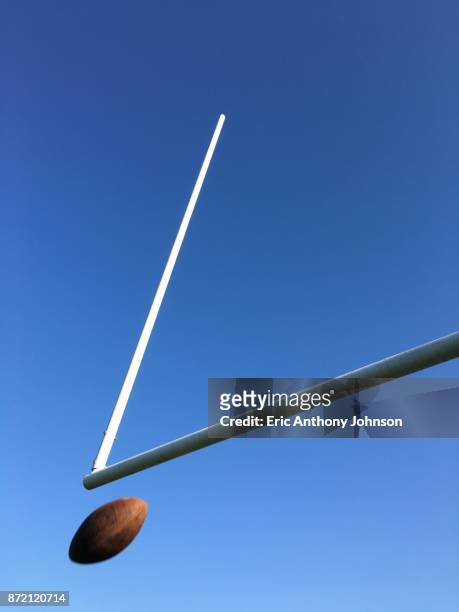 football goal post - american football field low angle stock pictures, royalty-free photos & images