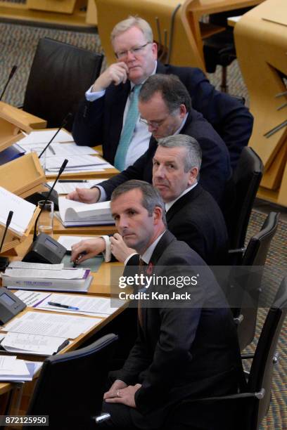 Members of the Scottish Parliament Corporate Body, which governs many aspects of the Parliament's operation, respond to questions during a scheduled...