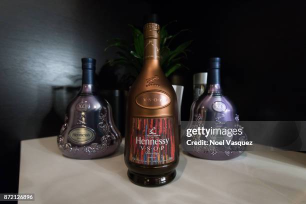 Hennessy XO Holiday Limited Edition Bottles and Hennessy V.S.O.P Limited Edition Collector Bottle by John Maeda are displayed at Hennessy "Le Voyage"...