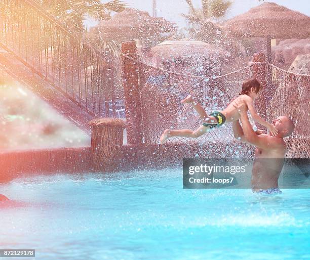 fun at the pool - kids pool games stock pictures, royalty-free photos & images