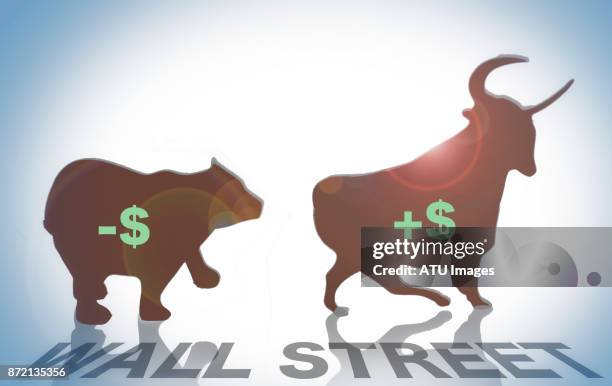 bull bear - bull bear stock pictures, royalty-free photos & images