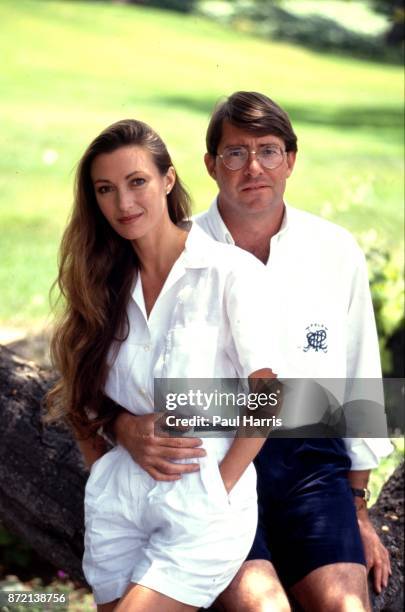 Jane Seymour with her husband David Flynn at home May 5, 1991 Montecito, Santa Barbara, California