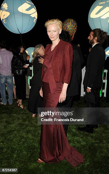 Actress Tilda Swinton arrives at the "Up" Party at the Carlton Beach during the 62nd International Cannes Film Festival on May 13, 2009 in Cannes,...