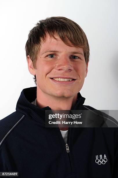 Speed skater Tucker Fredricks poses for a portrait during the NBC/USOC Promotional Photo Shoot on May 13, 2009 at Smashbox Studios in Los Angeles,...