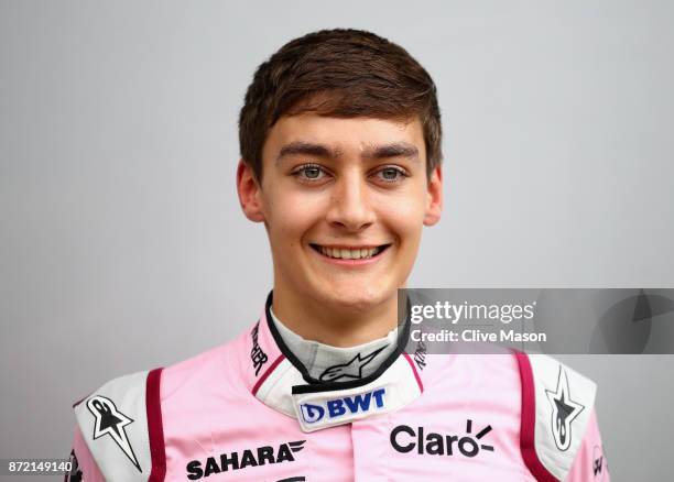 George Russell of Great Britain and Force India in the Paddock during previews for the Formula One Grand Prix of Brazil at Autodromo Jose Carlos Pace...