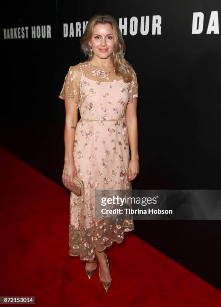 Caggie Dunlop attends the premiere of Focus Features 'Darkest Hour' at Samuel Goldwyn Theater on November 8, 2017 in Beverly Hills, California.
