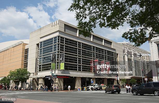 An exterior view of the Verizon Center prior to the game between the Washington Capitals and the Pittsburgh Penguins in Game Seven of the Eastern...