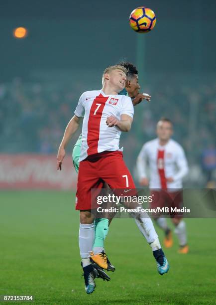 Kamil Jozwiak of Poland, Andre Vidigal of Portugal during the under 20 international friendly match between Poland and Portugal on November 9, 2017...