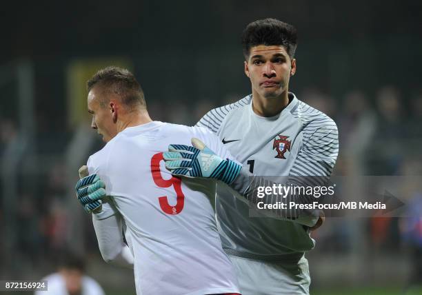 Artur Siemaszko of Poland, Joao Virginia of Portugal during the under 20 international friendly match between Poland and Portugal on November 9, 2017...