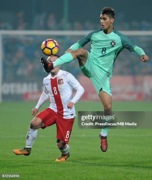 Sebastian Milewski of Poland, Bruno Jordan od Portugal during the under 20 international friendly match between Poland and Portugal on November 9,...