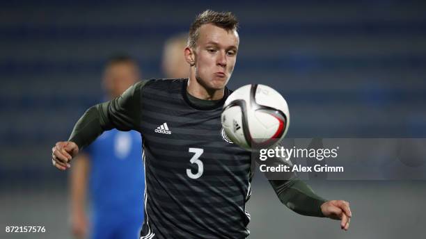 Lukas Klostermann of Germany controls the ball during the UEFA Under21 Euro 2019 Qualifier match between Azerbaijan U21 and Germany U21 at Dalga...