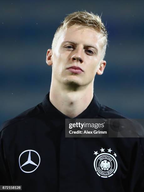 Timo Baumgartl of Germany looks on prior to the UEFA Under21 Euro 2019 Qualifier match between Azerbaijan U21 and Germany U21 at Dalga Arena on...