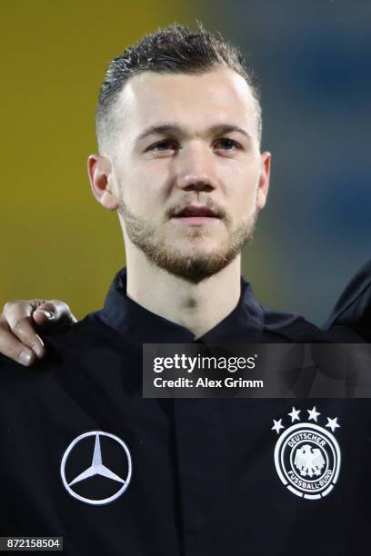 Marcel Hartel of Germany looks on prior to the UEFA Under21 Euro 2019 Qualifier match between Azerbaijan U21 and Germany U21 at Dalga Arena on...