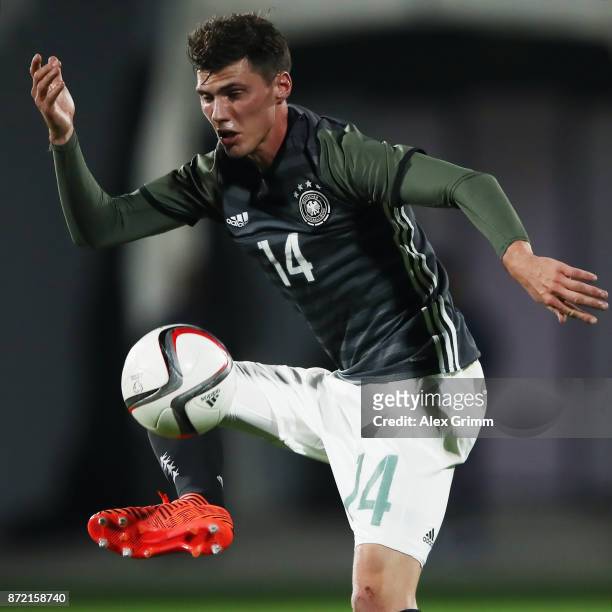 Pascal Stenzel of Germany controls the ball during the UEFA Under21 Euro 2019 Qualifier match between Azerbaijan U21 and Germany U21 at Dalga Arena...