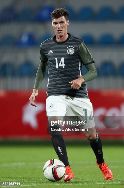 Pascal Stenzel of Germany controls the ball during the UEFA Under21 Euro 2019 Qualifier match between Azerbaijan U21 and Germany U21 at Dalga Arena...