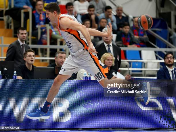 Damjan Rudez, #10 of Valencia Basket in action during the 2017/2018 Turkish Airlines EuroLeague Regular Season Round 6 game between CSKA Moscow and...