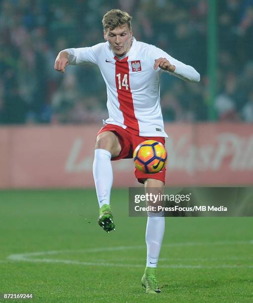 Michal Zebrakowski of Poland during the under 20 international friendly match between Poland and Portugal on November 9, 2017 in Kluczbork, Poland.