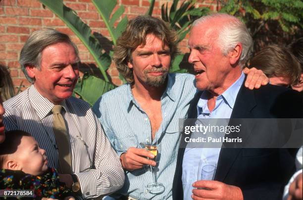 Reg Holloway British Consul General, Richard Branson and his father Edward James Branson at a reception in West Hollywood on May 25 Melrose Avenue,...