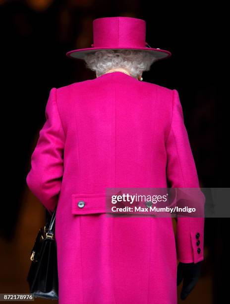 Queen Elizabeth II arrives to reopen the Sir Joseph Hotung Gallery at the British Museum on November 8, 2017 in London, England.