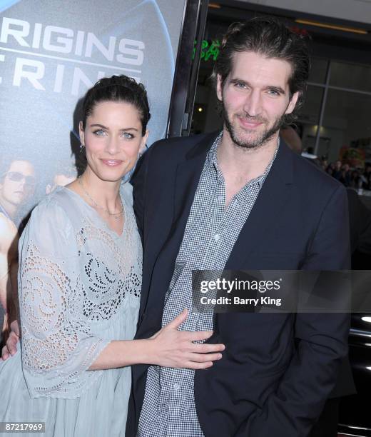 Actress Amanda Peet and writer David Benioff arrive at the Los Angeles Industry Screening "X-Men Origins: Wolverine" at Grauman's Chinese Theatre on...