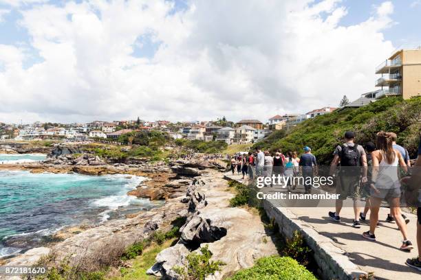 walk around the ocean, bondi to coogee coastal walk - bondi stock pictures, royalty-free photos & images